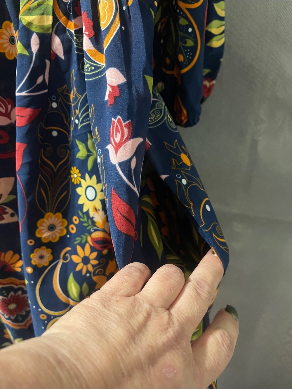 BloomChic Navy Floral V-Neck Dress with Multicolor Floral Print - Picture 6 of 10